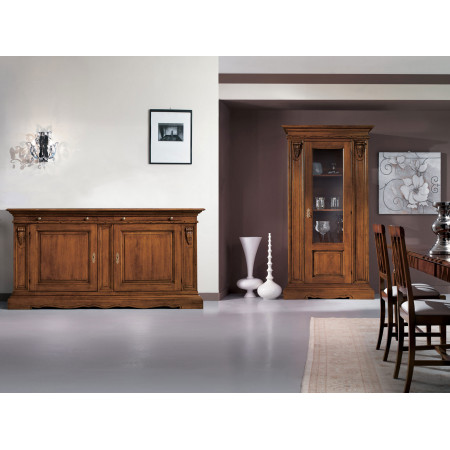 Credenza due ante classica in legno noce tanganika