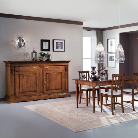 Credenza 2 ante 2 cassetti in legno intagliato, ambiente