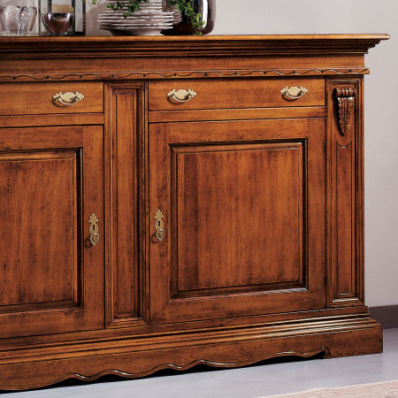 Credenza 2 ante 2 cassetti con intagli in legno