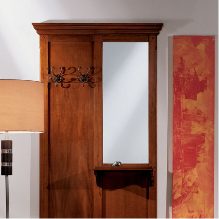 Pannello per ingresso con mensolina, legno e specchio