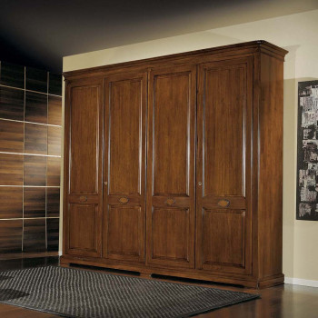 Armadio 4 ante bugnate con intaglio ellisse in legno