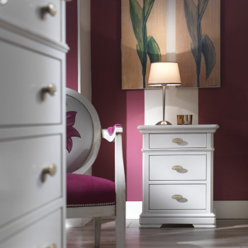 Comodino cassetto liscio finitura bianca, angolo visivo frontale