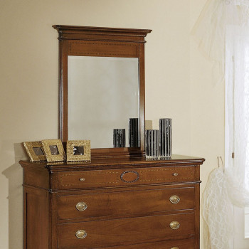 Specchiera filettata in legno massello con intarsi