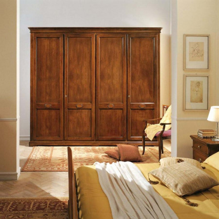 Letto classico con filetti e treccia in legno