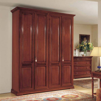 Armadio classico 4 ante con bugne e profili sagomati