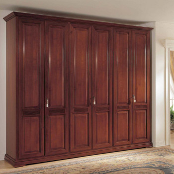 Armadio in legno 6 ante con bugne e profilo classico