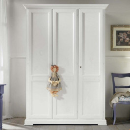 Armadio 3 ante in legno con bugne e inserti intagliati