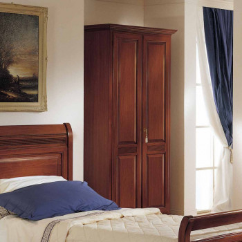 Armadio 2 ante legno, intaglio centrale, camera da letto