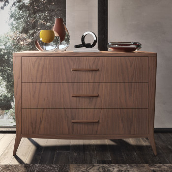 Comò moderno in legno di frassino con 3 cassetti