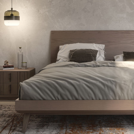 Letto moderno con testata in legno