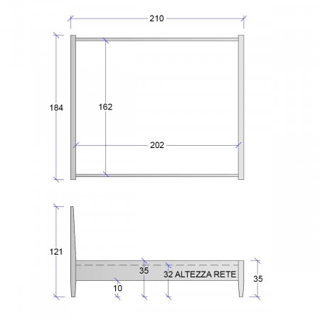 Letto moderno in legno con contenitore e testata incisa