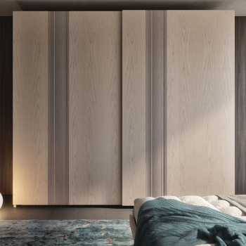 Armadio con ante in legno di frassino, dettagli del design