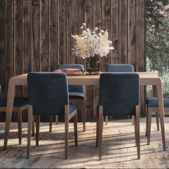 Tavolo Antares allungabile con sedie abbinate, legno massello