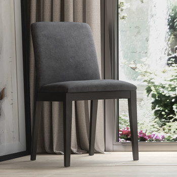 Sedia in legno Antares, microfibra grigio scuro, moderno
