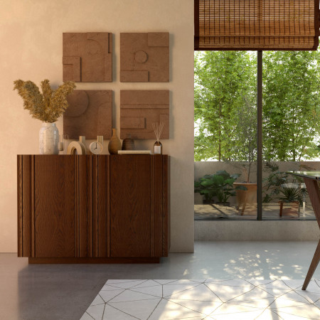 Credenza Nova Vita 2 porte in frassino con dettagli verticali