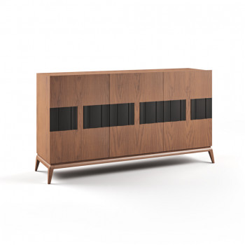 Credenza Terranova 3 porte, dettagli legno e piedini