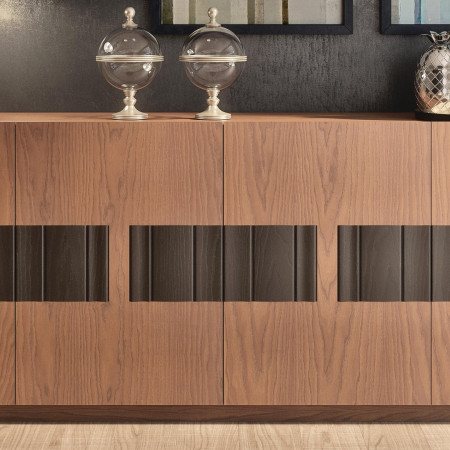 Credenza Terranova 4 porte, dettaglio frontale in legno