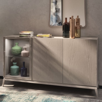 Credenza Nova Luce 3 porte dettagli legno frassino