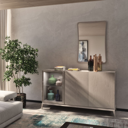 Credenza Nova Luce 3 porte, dettaglio piedini legno
