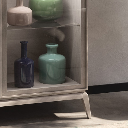 Credenza Nova Luce 2 porte in vetro e 1 in legno con piedini