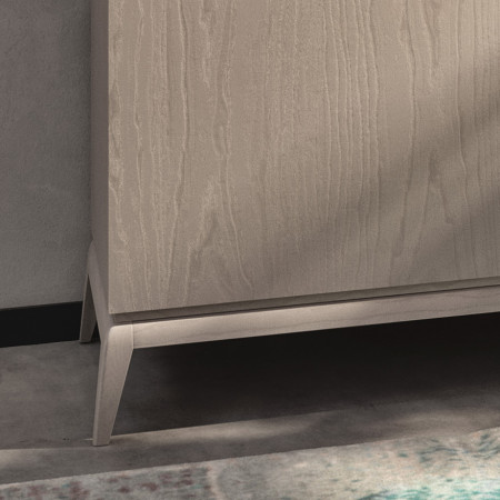 Credenza Nova Luce 2 porte in vetro e 1 in legno con piedini