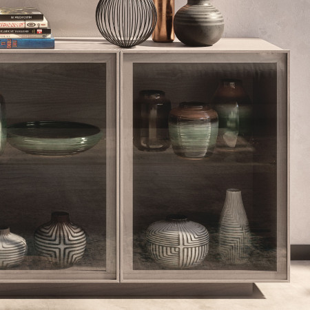 Credenza Nova Luce 2 porte in vetro e 1 in legno