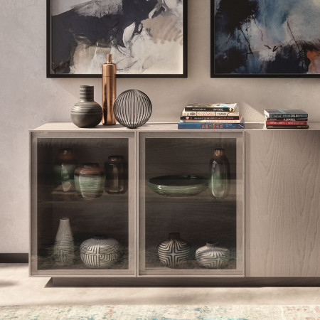 Credenza Nova Luce 2 porte in vetro 2 porte in legno