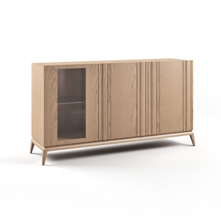 Credenza Renova 2 porte legno 1 porta vetro con piedini