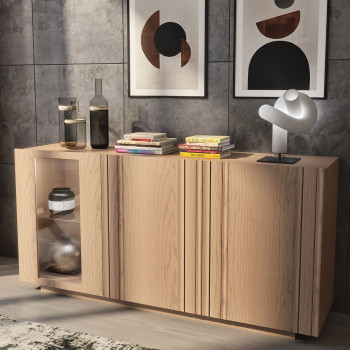 Credenza Renova con ante legno e vetro, dettaglio ambiente