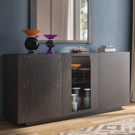 Credenza Nova Plus 3 porte in legno e vetro