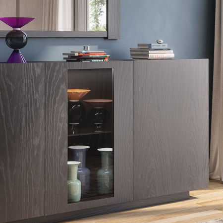 Credenza Nova Plus 3 porte in legno e vetro