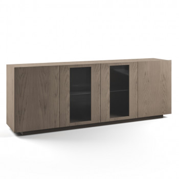 Credenza Nova Plus 4 porte con pannelli in legno e vetro