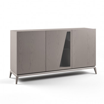 Credenza Mira 3 porte con piedini, dettaglio ante vetro