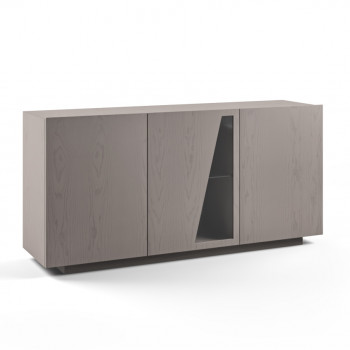 Credenza Mira 3 porte con anta in vetro e legno frassino
