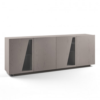 Credenza Mira con anta in vetro e legno massello