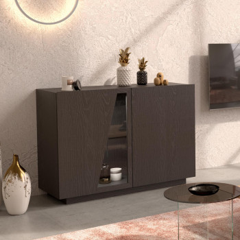 Credenza Mira 2 porte in frassino con anta in vetro
