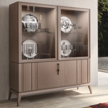 Vetrina Palmanova con 2 ante vetro e dettaglio legno