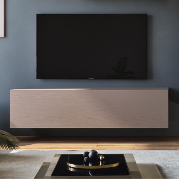 Base TV sospesa in legno con venature naturali