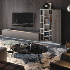 Mobile per soggiorno Nova 13, design moderno in legno Mobile per soggiorno Nova 13 con dettagli in legno massello