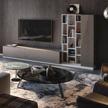 Mobile per soggiorno Nova 13 con dettagli in legno massello