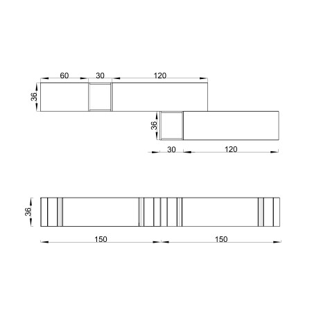 Disegno tecnico Mobile Nova 1, dettaglio misure
