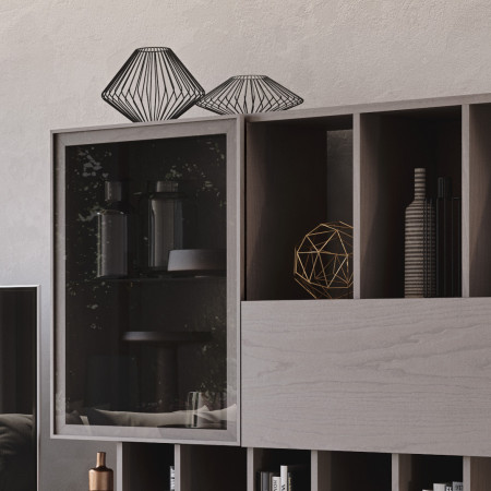 Dettaglio Mobile Nova 2 in legno con ante in vetro