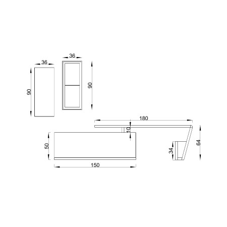 Mobile per soggiorno Nova 3, schema dimensioni