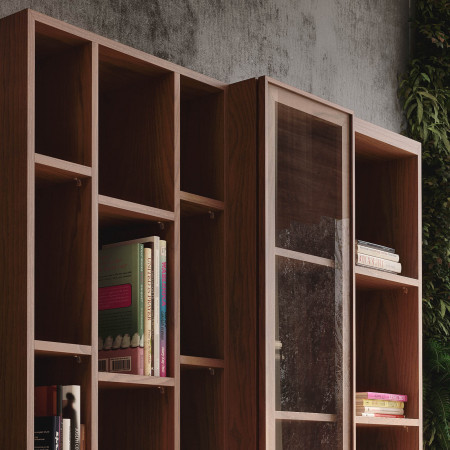 Mobile per soggiorno Nova 5, dettaglio scaffali legno