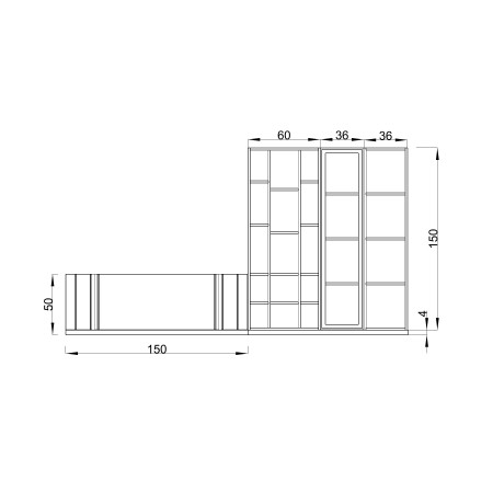 Schema dimensionale mobile soggiorno Nova 5 in legno