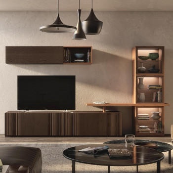 Mobile per soggiorno Nova 6 con ante in vetro e led