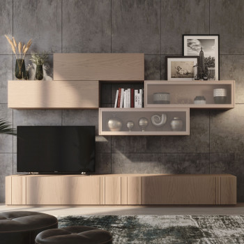Mobile per soggiorno Nova 7 in legno con ante in vetro
