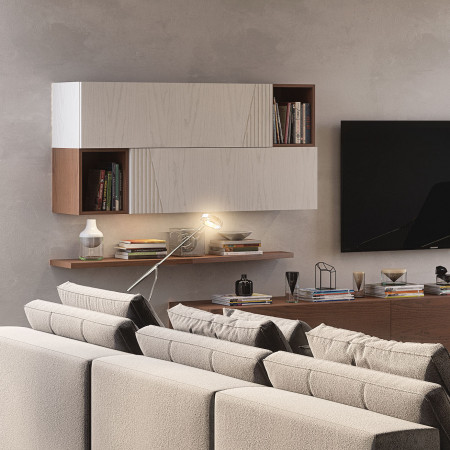 Mobile Nova 8 in legno, design moderno, ripiani e ante