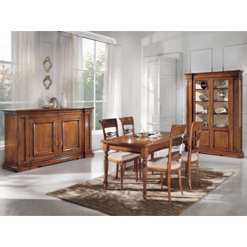 Sala da pranzo classica 6 sedie legno con credenza e argentiera
