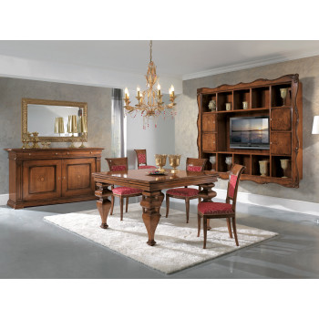 Sala da pranzo classica parete sospesa con tavolo e sedie